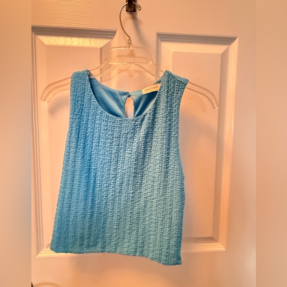 Vestique - juniors large - aqua sleeveless tank - crepe